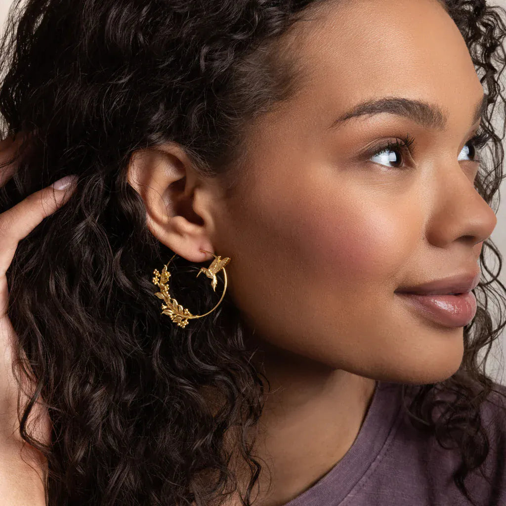 EAR-GPL Refined Icon Earring - Hummingbird Hoop/Gold
