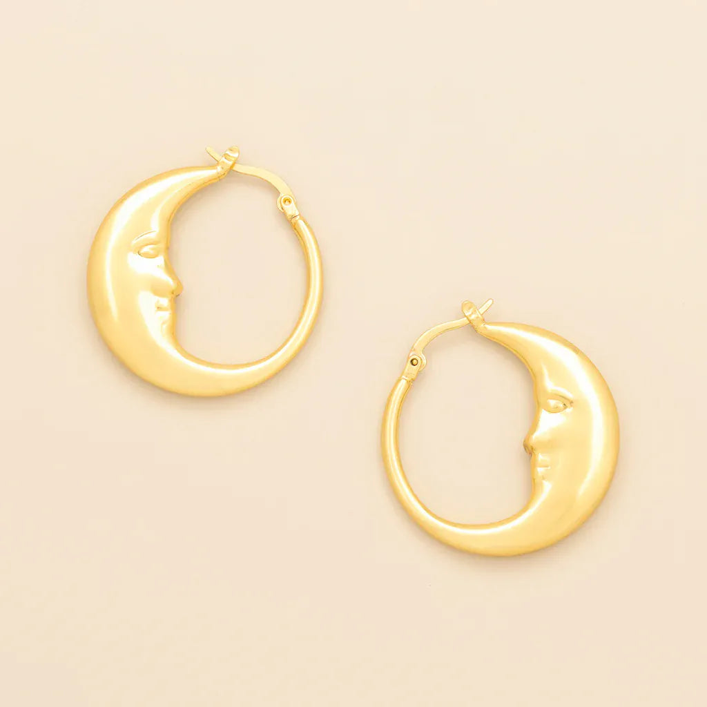 EAR-GPL Refined Icon Earring - Moon Hoop/Gold