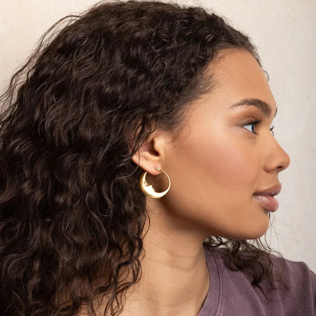 EAR-GPL Refined Icon Earring - Moon Hoop/Gold