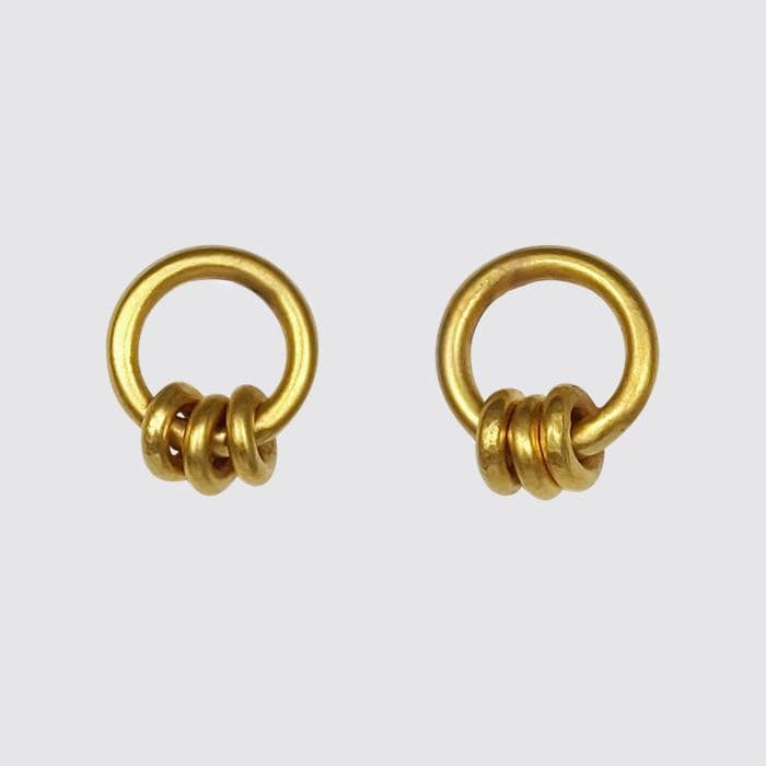 EAR-GPL Ring Stud with Three Floating Rings - Gold Plated