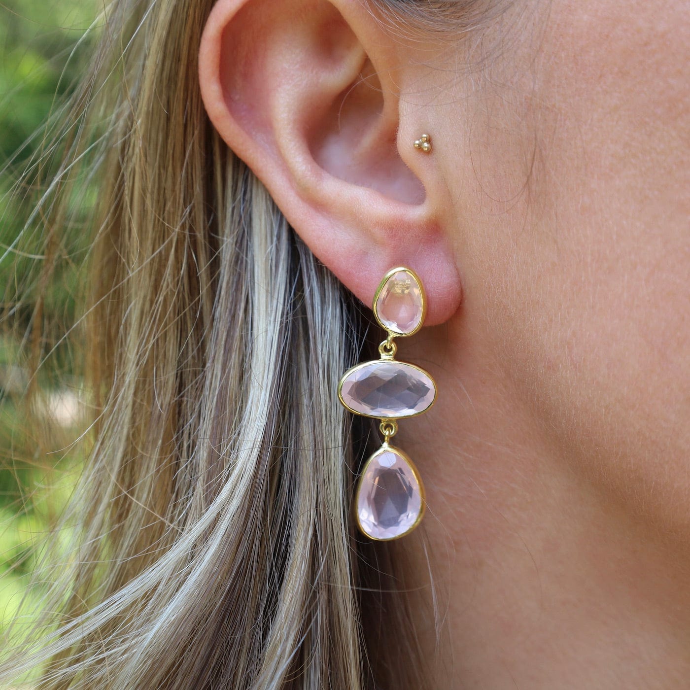 EAR-GPL Rose Quartz Statement Earrings