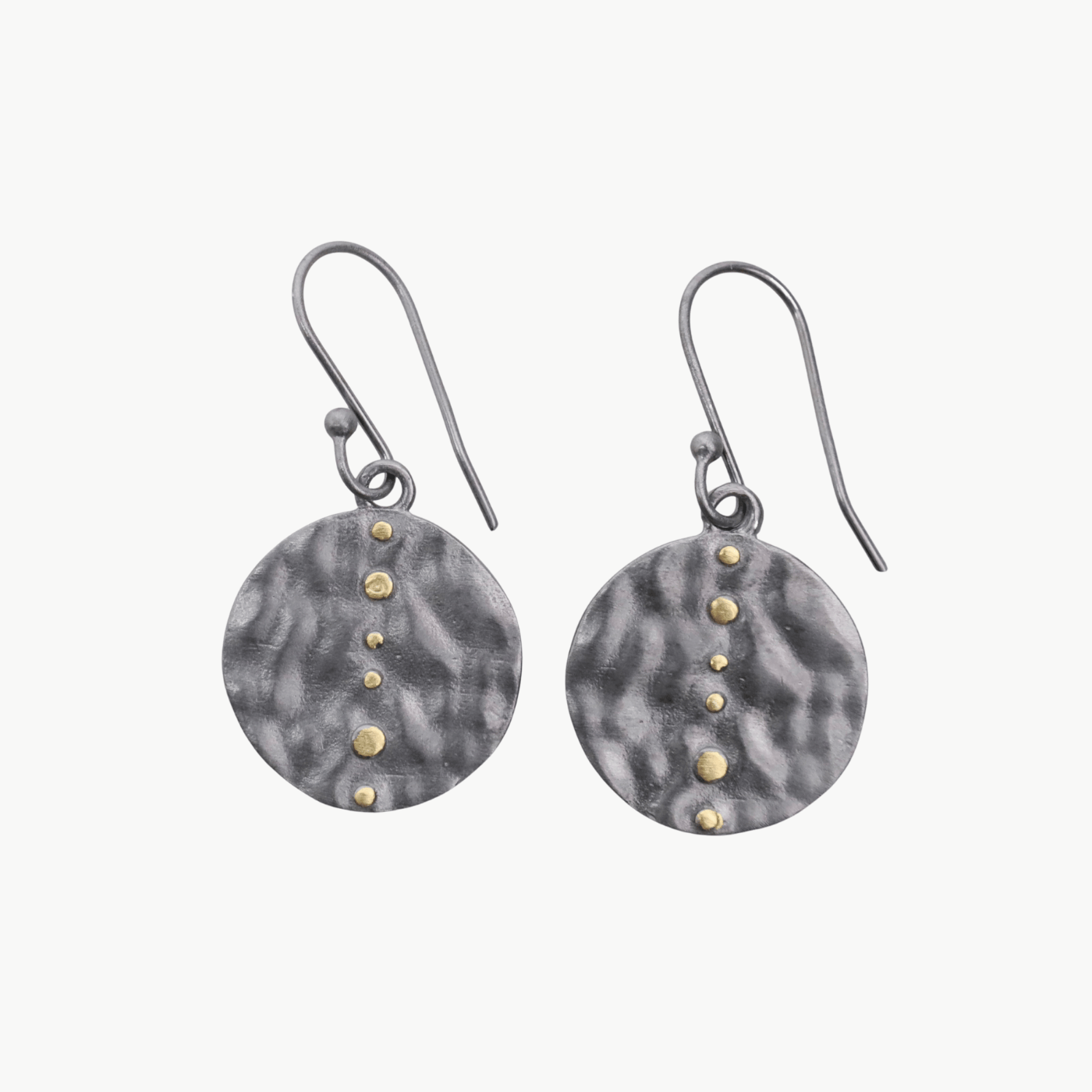 EAR-GPL Round Black Disc with Gold Dots Earrings