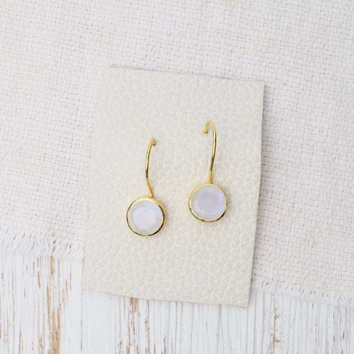 EAR-GPL Round Rainbow Moonstone Earrings