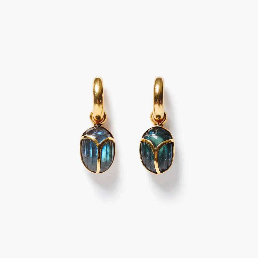 EAR-GPL Scarab Hoop Earrings Labradorit