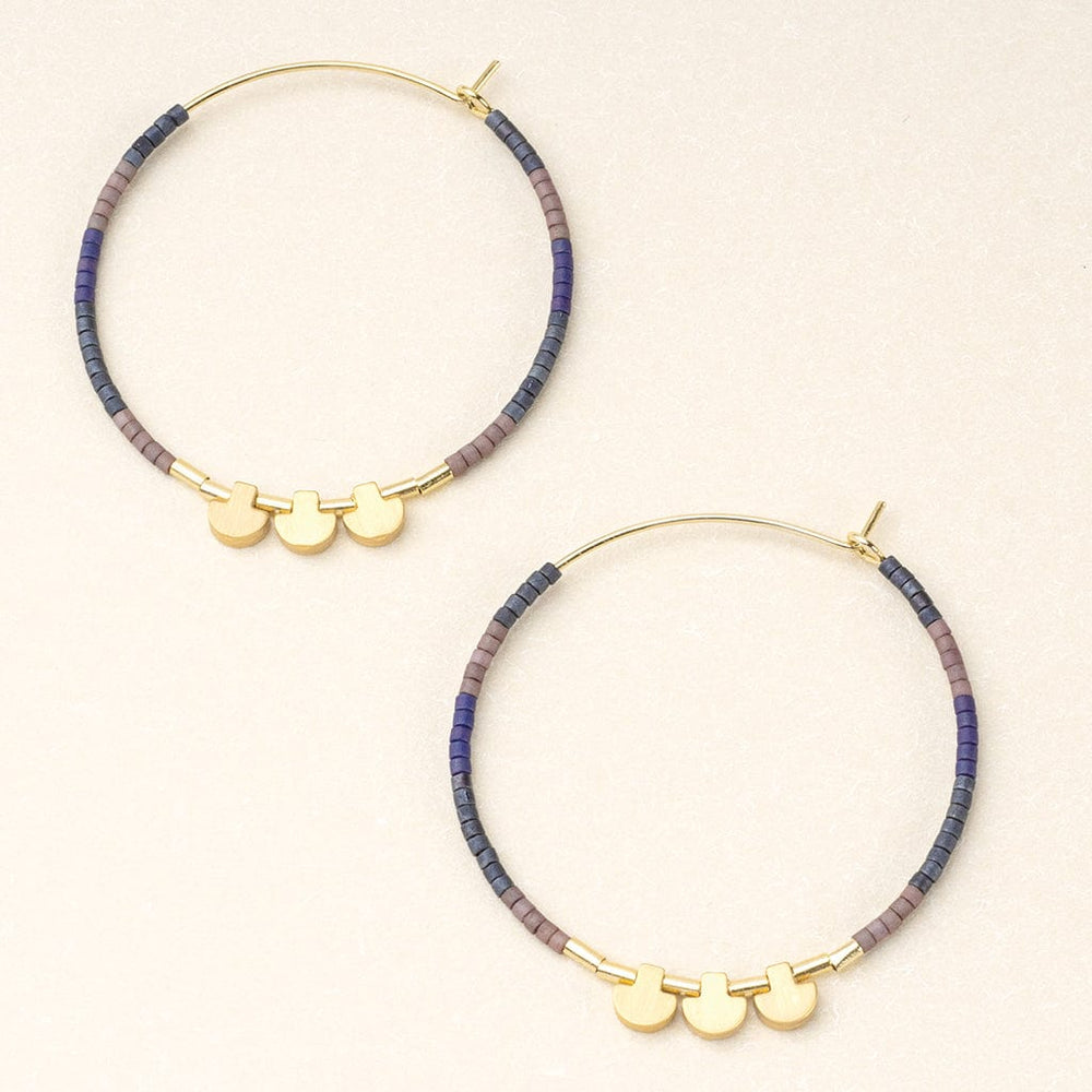 EAR-GPL Scout Chromacolor Miyuki Large Hoop - Dark Multi/Gold