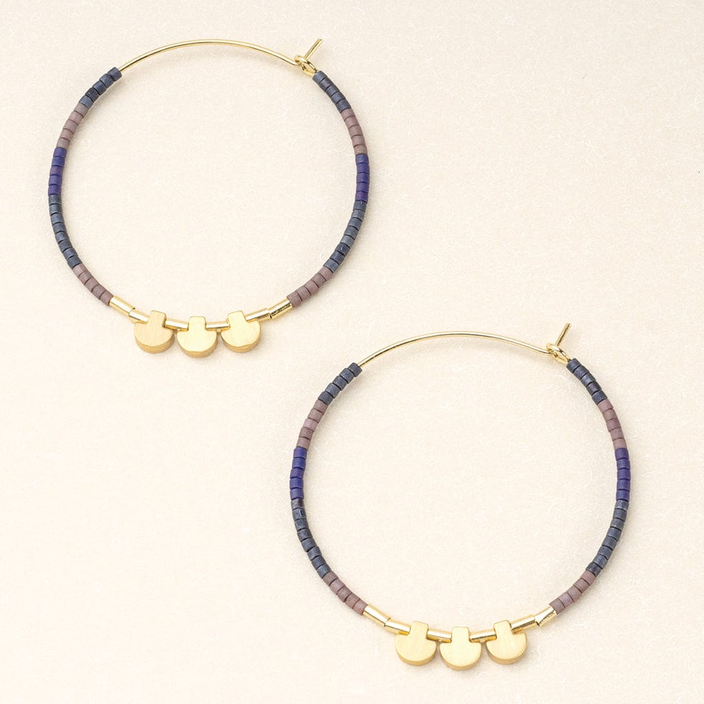 EAR-GPL Scout Chromacolor Miyuki Large Hoop - Dark Multi/Gold