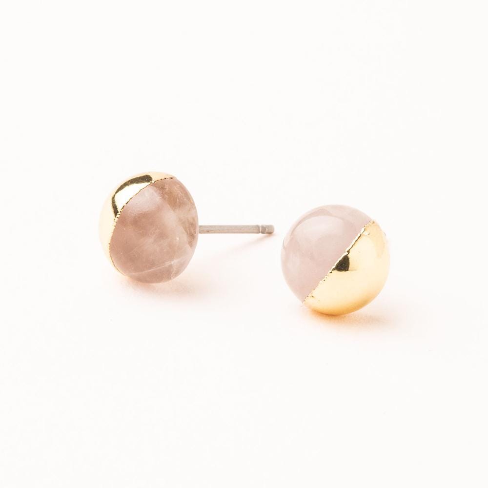 EAR-GPL Scout Dipped Stone Stud - Rose Quartz/ Gold