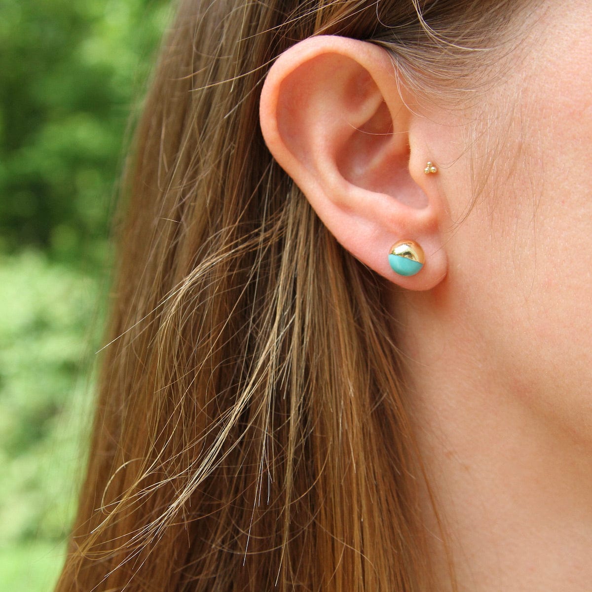 EAR-GPL Scout Dipped Stone Stud - Turquoise/ Gold