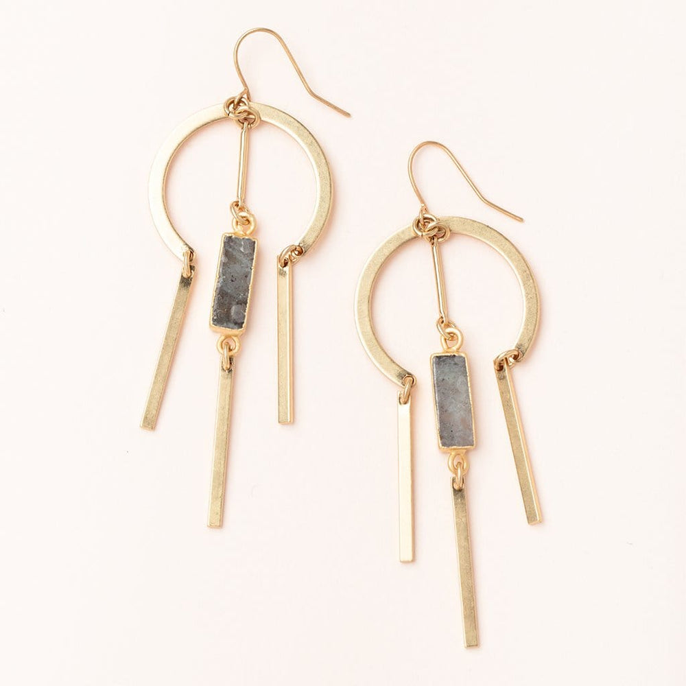 EAR-GPL Scout Dream Catcher Stone Earring - Labradorite/Go