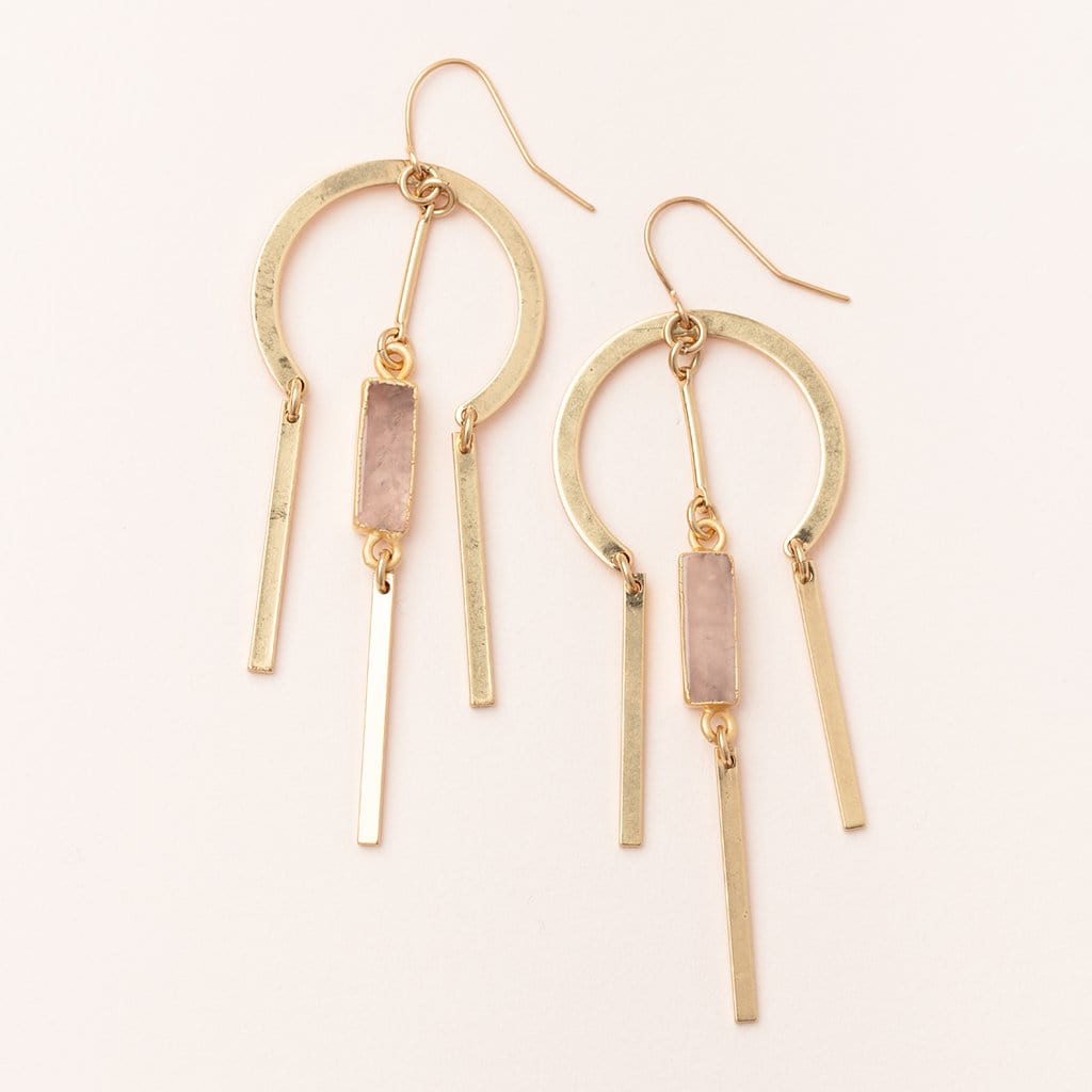 EAR-GPL Scout Dream Catcher Stone Earring - Rose Quartz/Gold