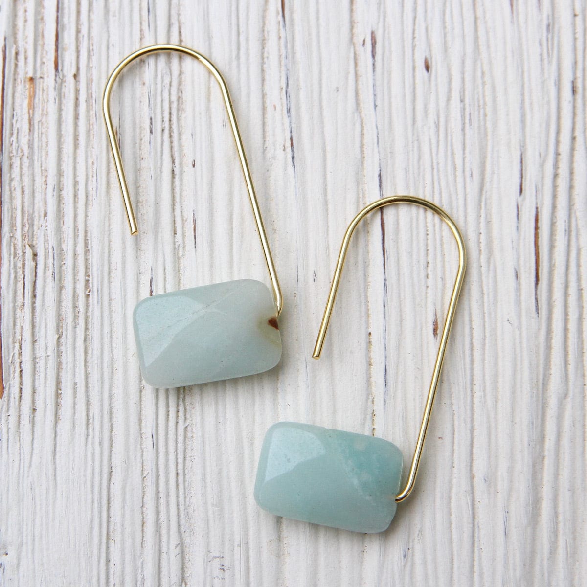 Load image into Gallery viewer, EAR-GPL Scout Floating Stone Earring - Amazonite/Gold
