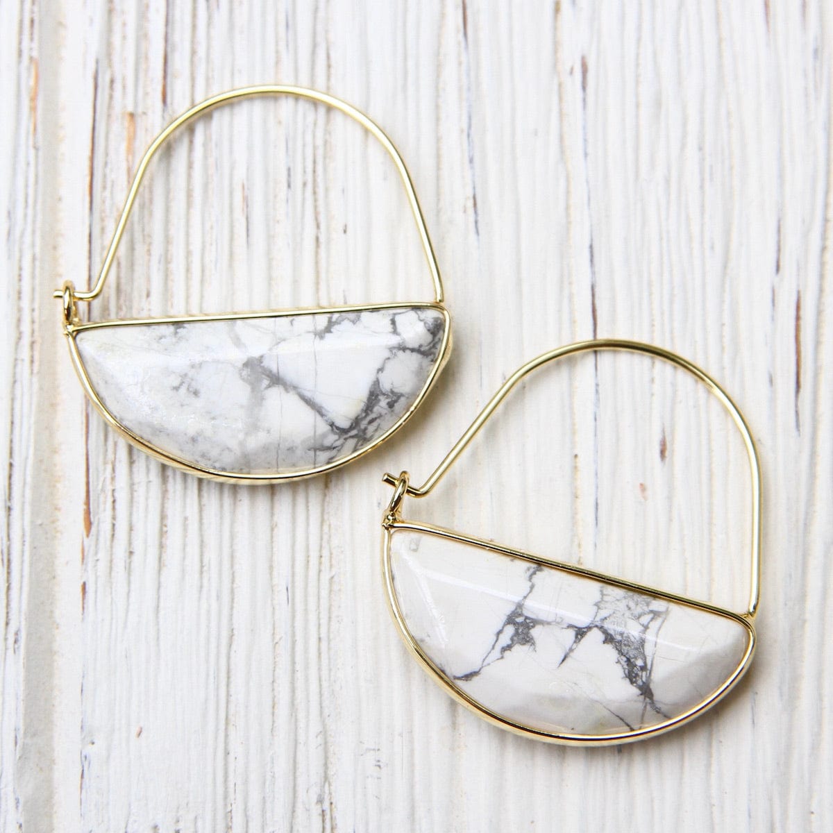EAR-GPL Scout Stone Prism Hoop - Howlite/Gold