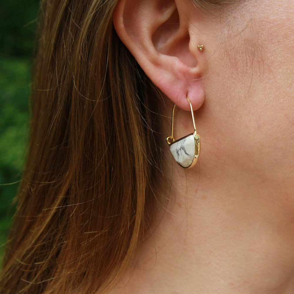 EAR-GPL Scout Stone Prism Hoop - Howlite/Gold