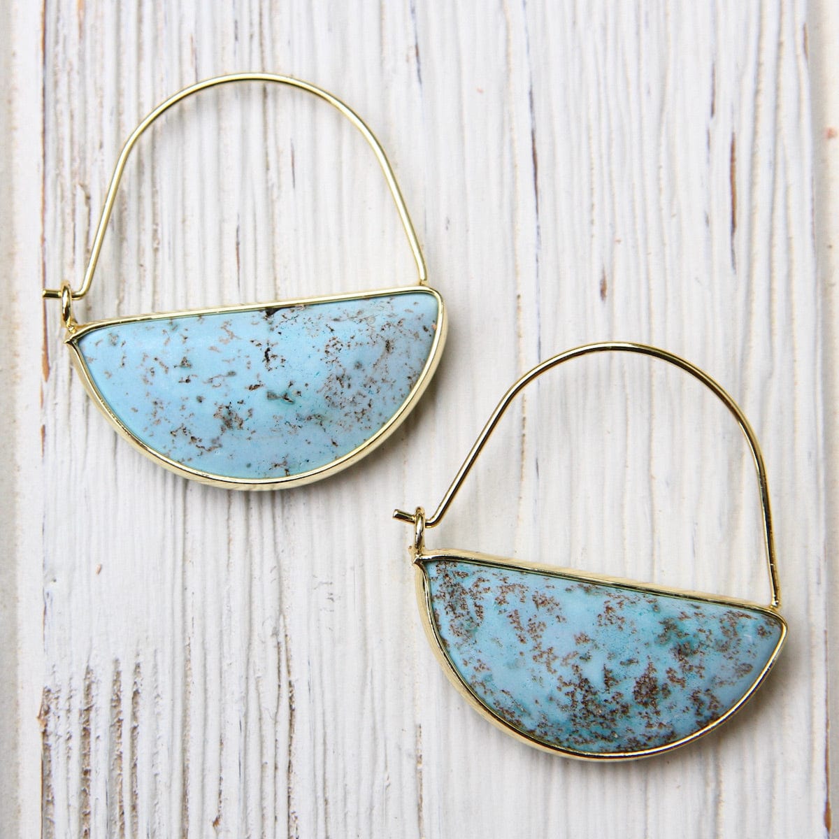 EAR-GPL Scout Stone Prism Hoop - Turquoise/Gold