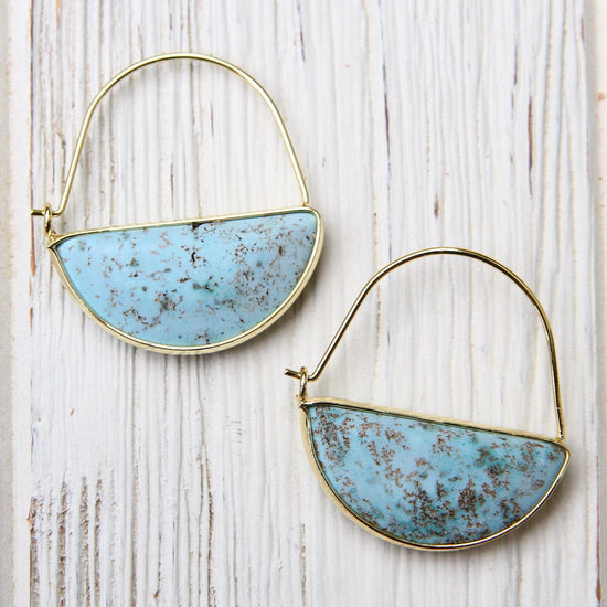 EAR-GPL Scout Stone Prism Hoop - Turquoise/Gold