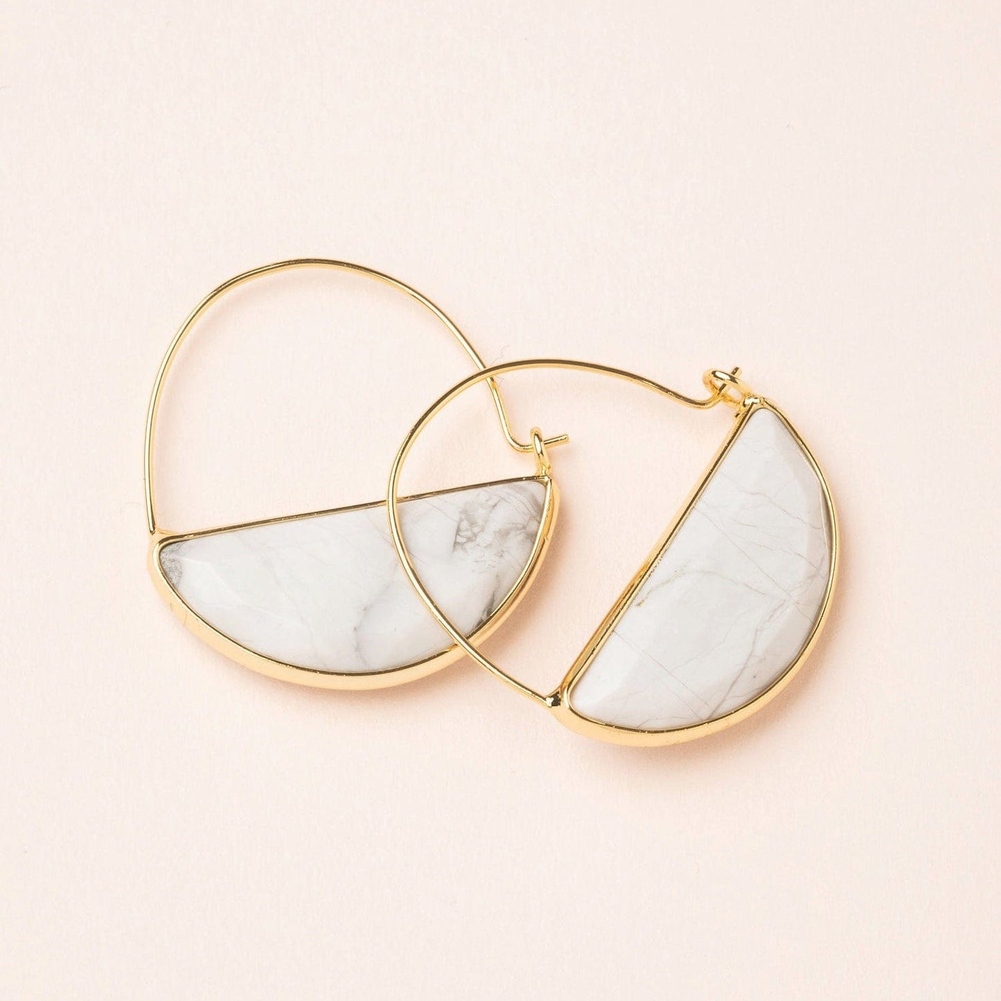 EAR-GPL Scout Stone Prism Hoops - Howlite & Gold
