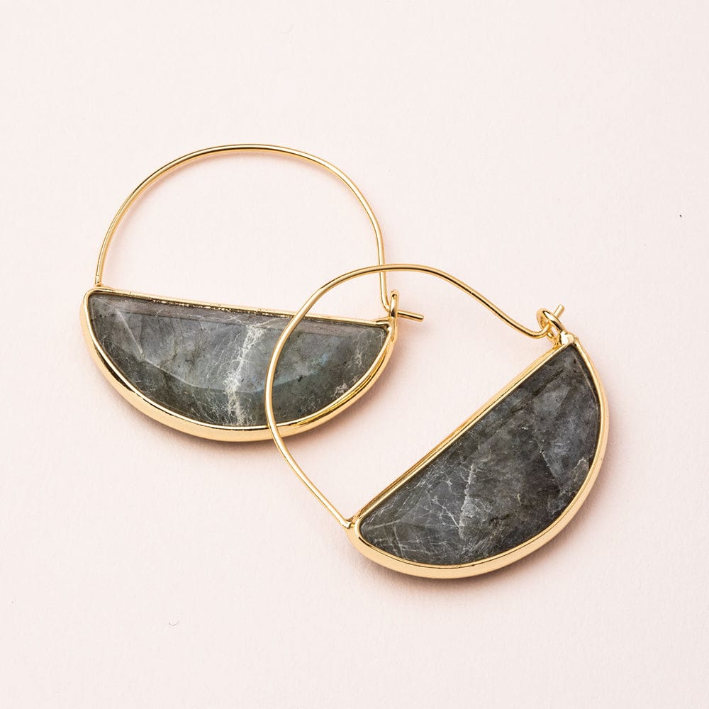 EAR-GPL Scout Stone Prism Hoops - Labradorite/Gold