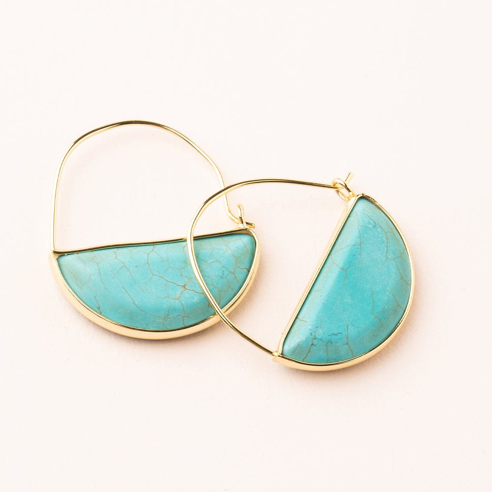 EAR-GPL Scout Stone Prism Hoops - Turquoise & Gold