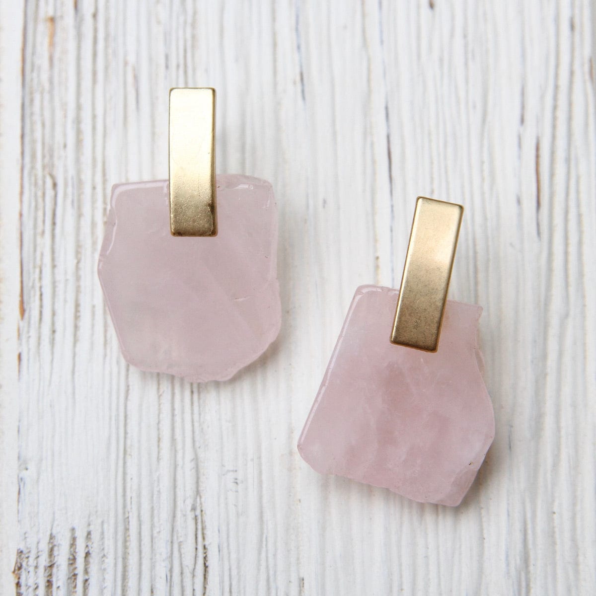 EAR-GPL Scout Stone Slice Earring -Rose Quartz/Gold