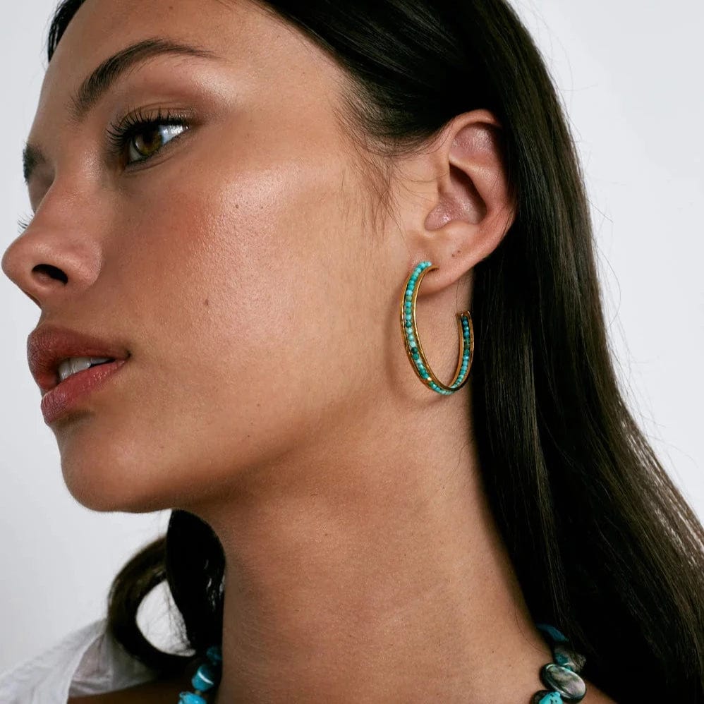Load image into Gallery viewer, EAR-GPL Sedona Hoop Earrings Turquoise
