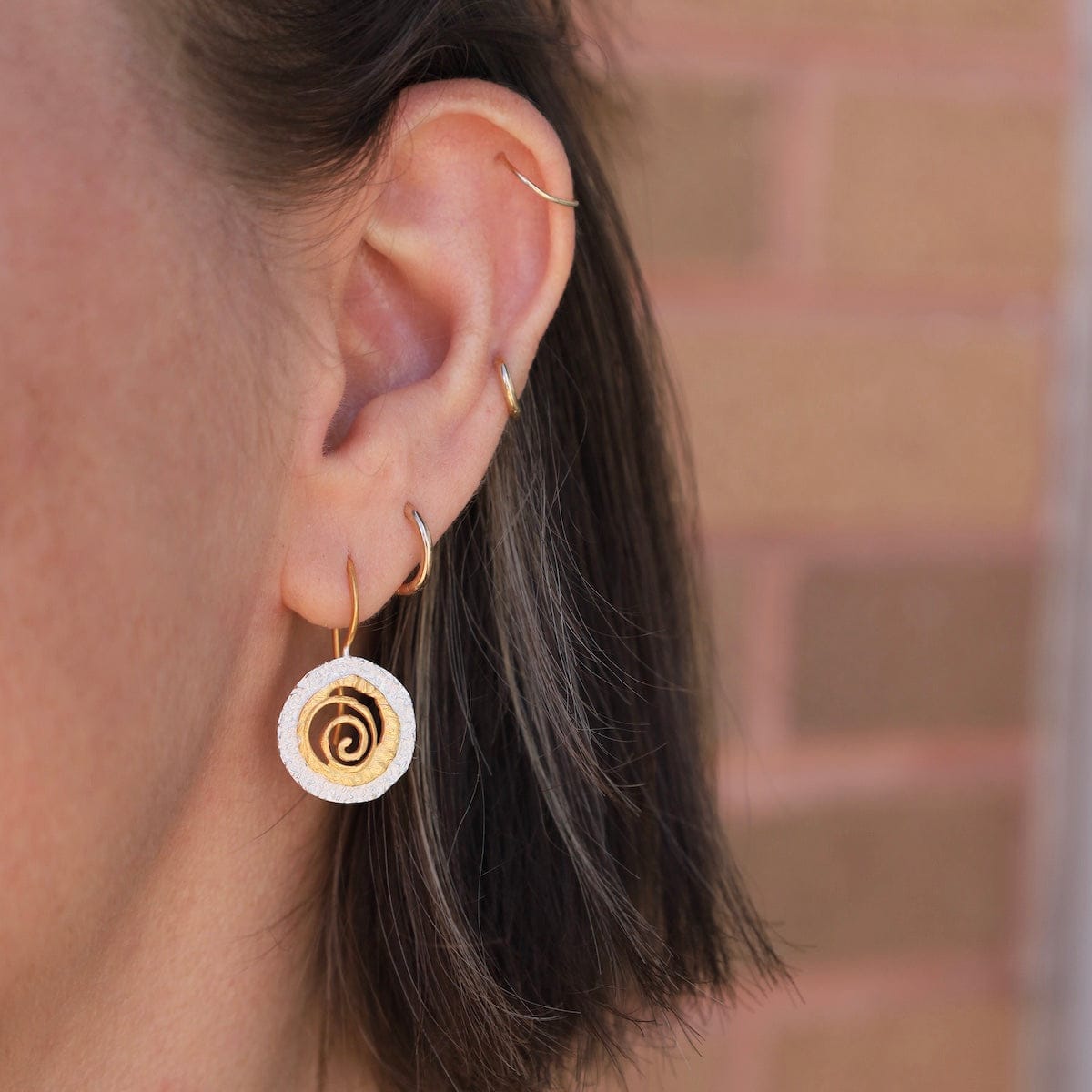 EAR-GPL Silver and Gold Spiral Earrings