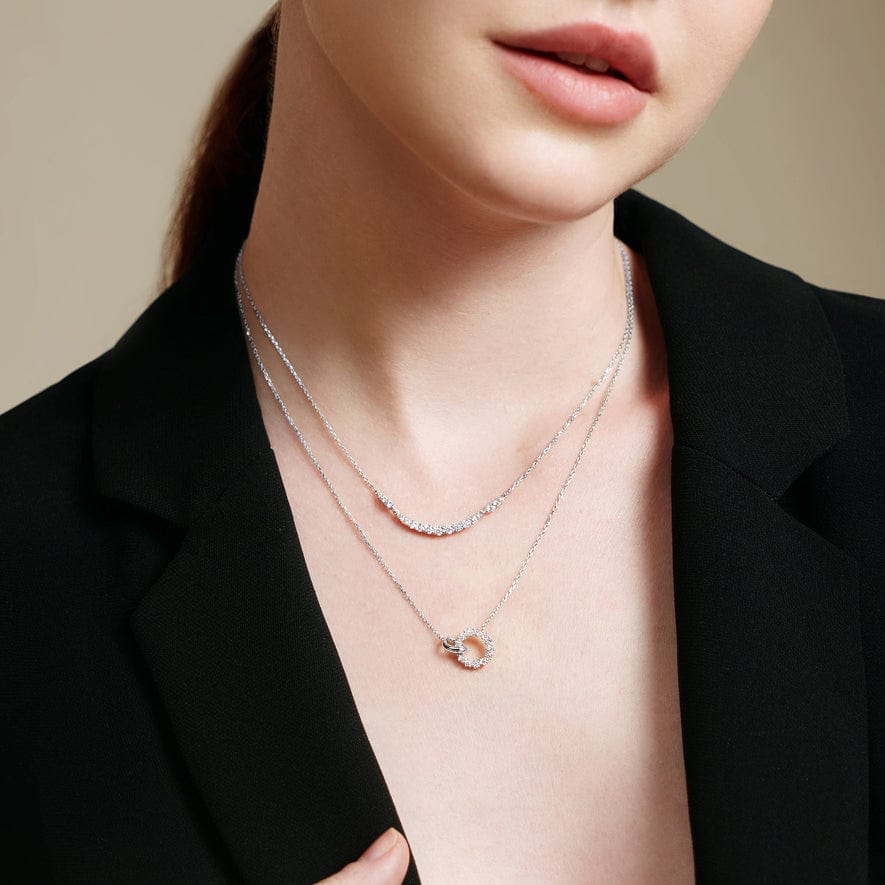 EAR-GPL Silver Arc Pavé Necklace