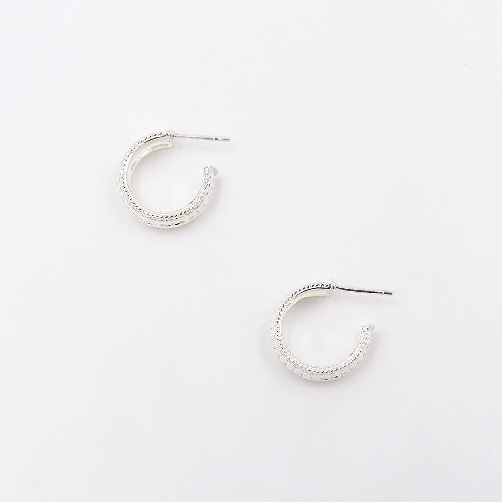 EAR-GPL SILVER SMALL DOME HOOP EARRINGS