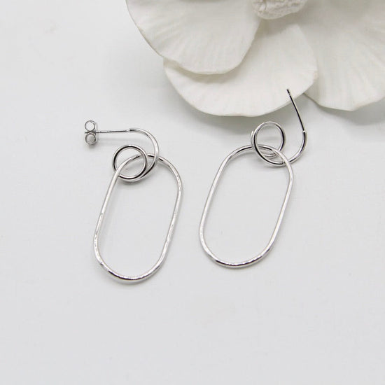 EAR-GPL Silver Spiral Oval Hoop Earrings