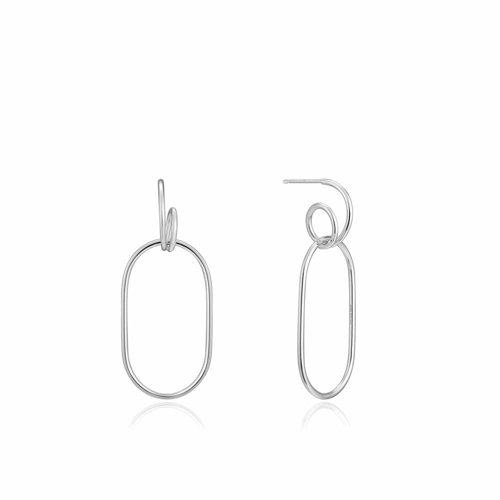 EAR-GPL Silver Spiral Oval Hoop Earrings