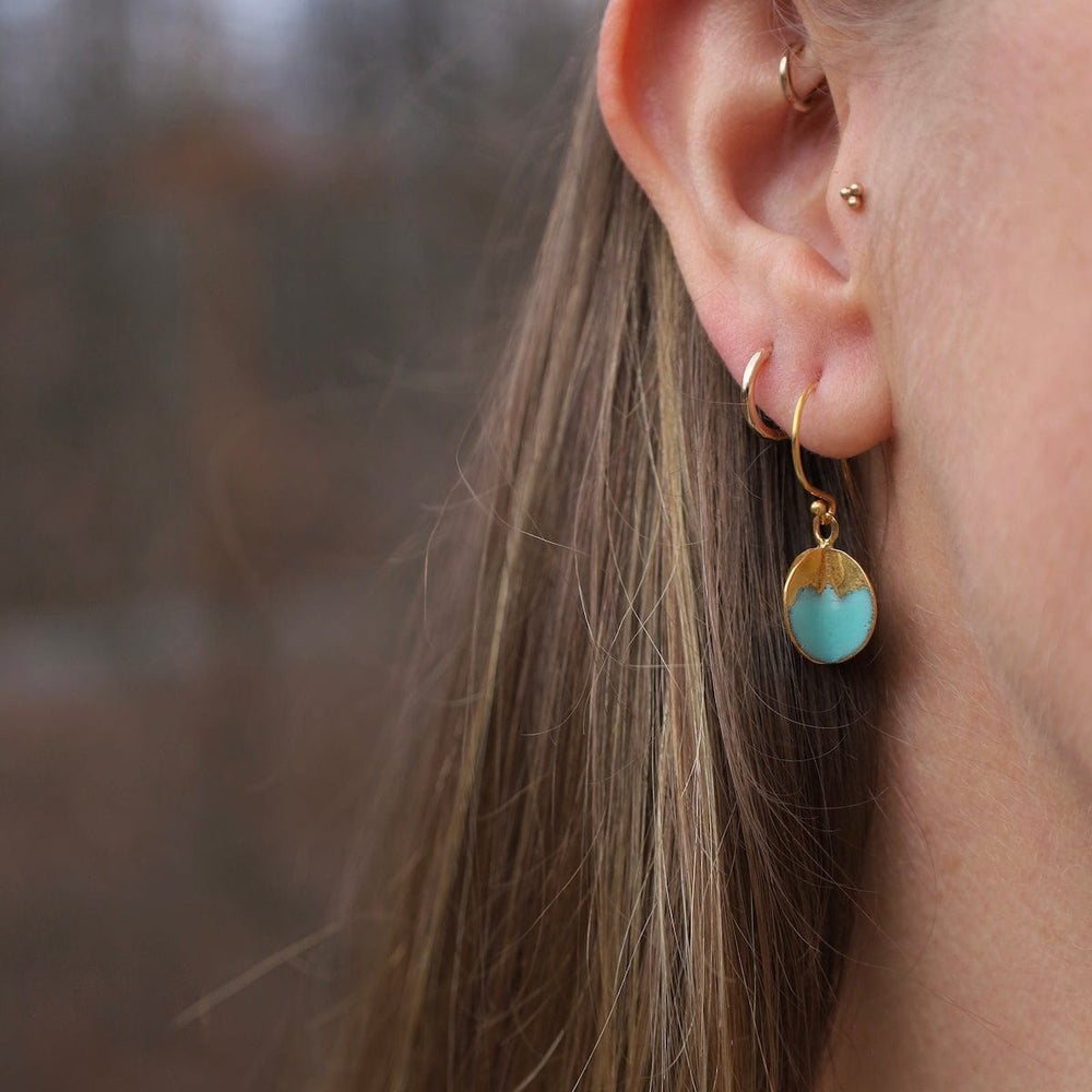 EAR-GPL Small Architectural Sphere Earrings in Teal