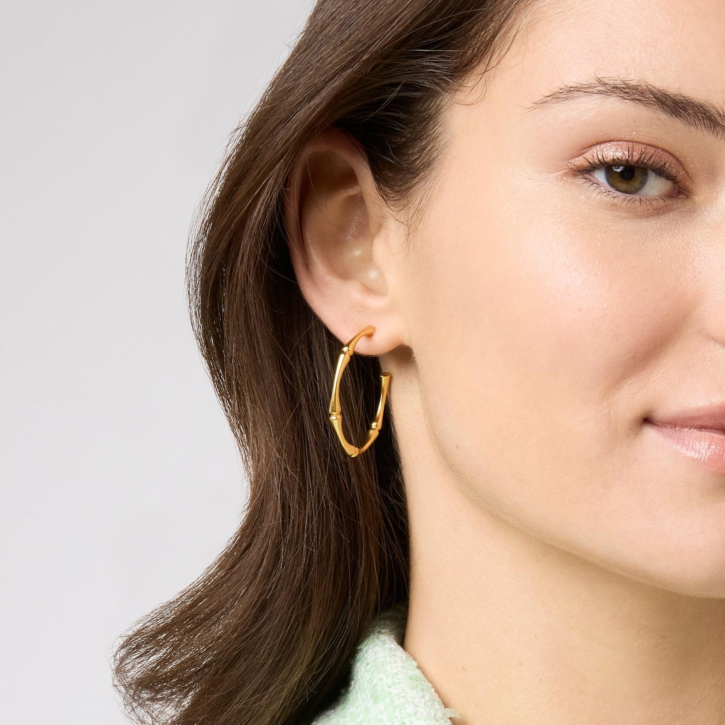 EAR-GPL Small Bamboo Hoop Earrings