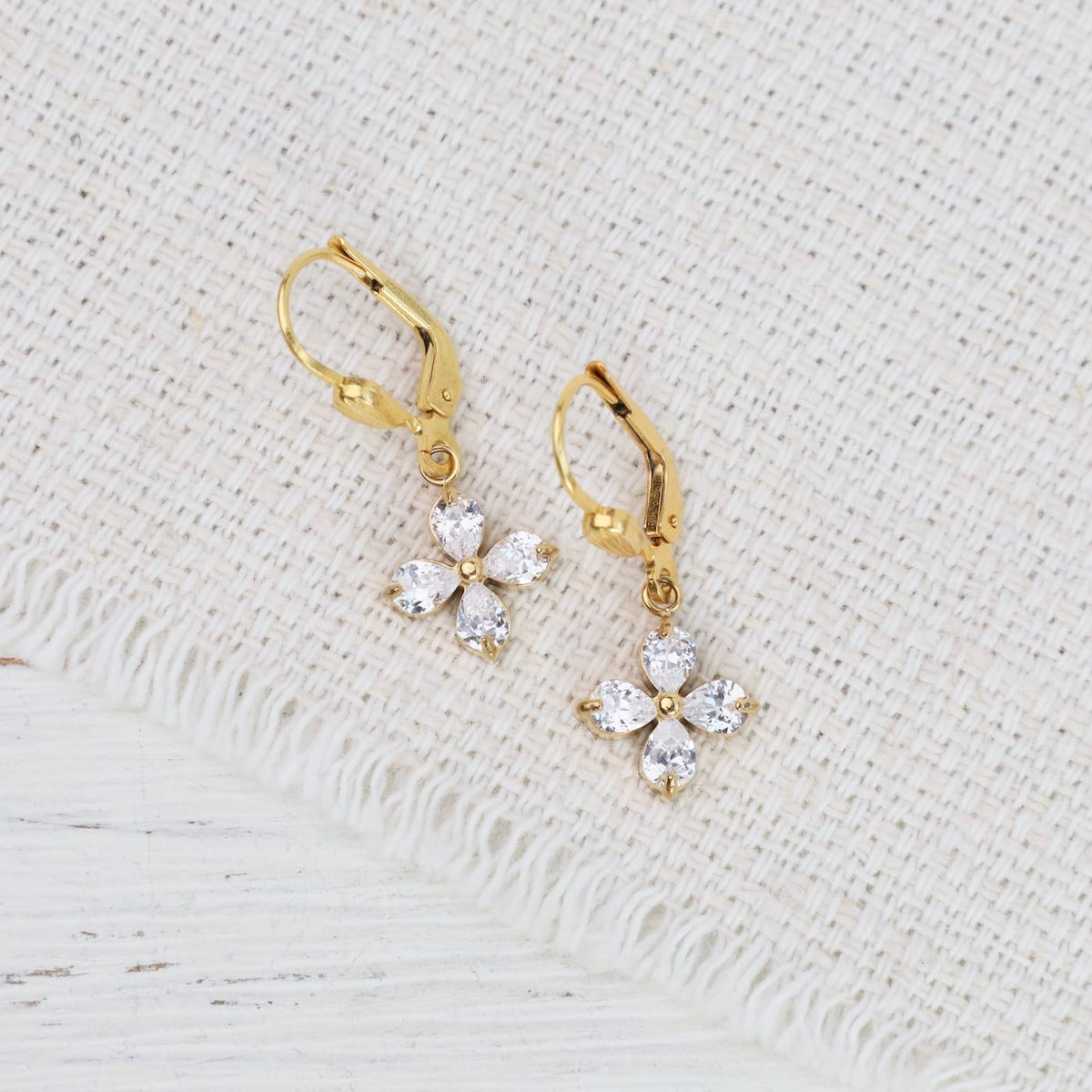 EAR-GPL Small Crystal Lotus Earring - Gold Plate