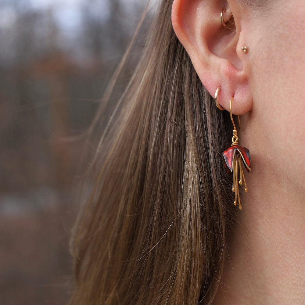 EAR-GPL Small Fushia Flower Earrings in Red