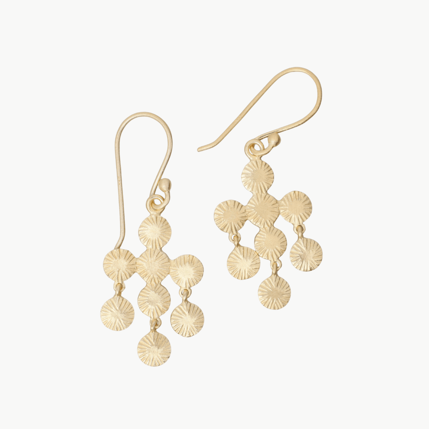 EAR-GPL Small Gold Lotus Leaves Chandelier Earrings