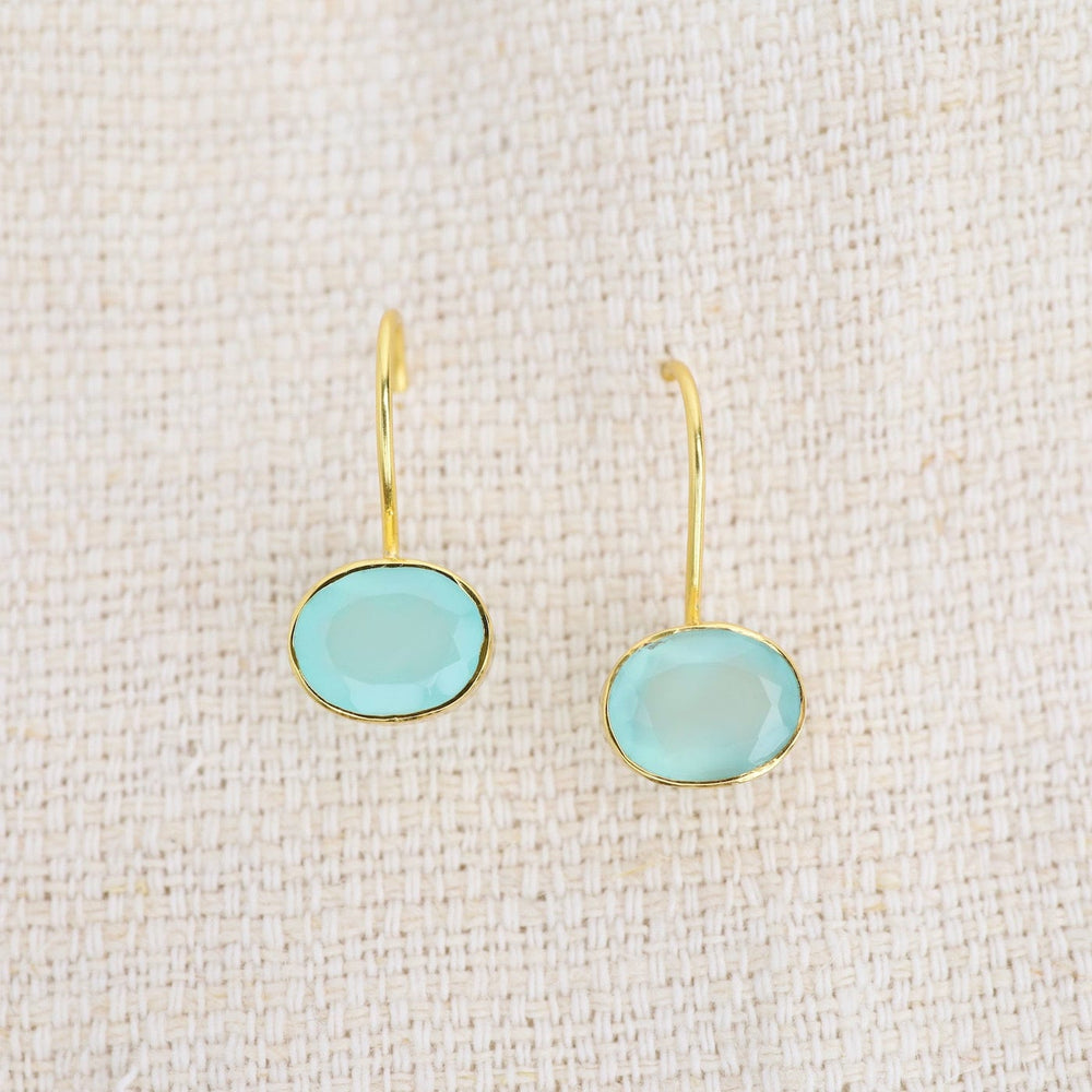 
                  
                    EAR-GPL Small Oval Aqua Chalcedony Gold Earring
                  
                