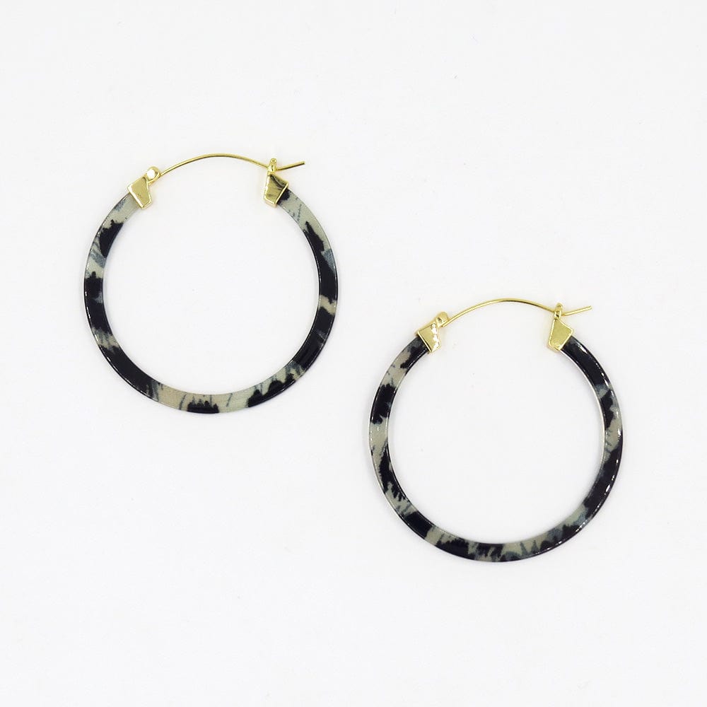 EAR-GPL SNOW LEOPARD RESIN HOOP EARRING 50mm