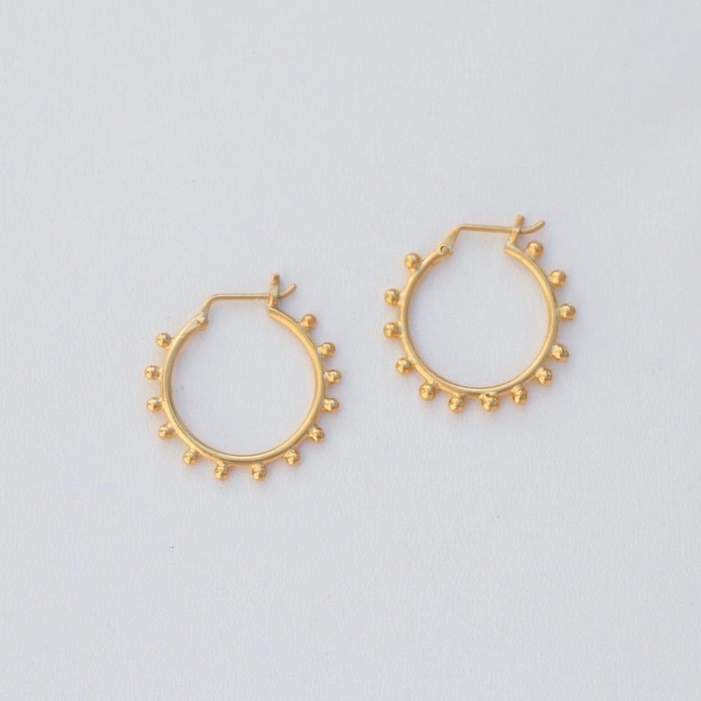 EAR-GPL Spaced Granulated Hoop - Gold Plate