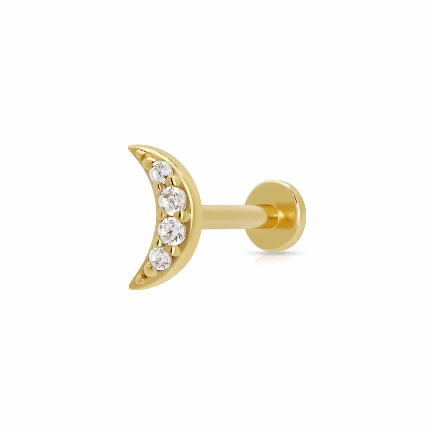 EAR-GPL Sparkling Moon Single Flat Back Earring