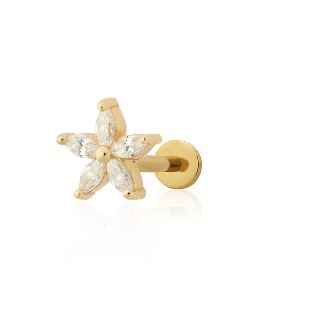 EAR-GPL Sparkling Teeny Flower Single Flat Back Earring