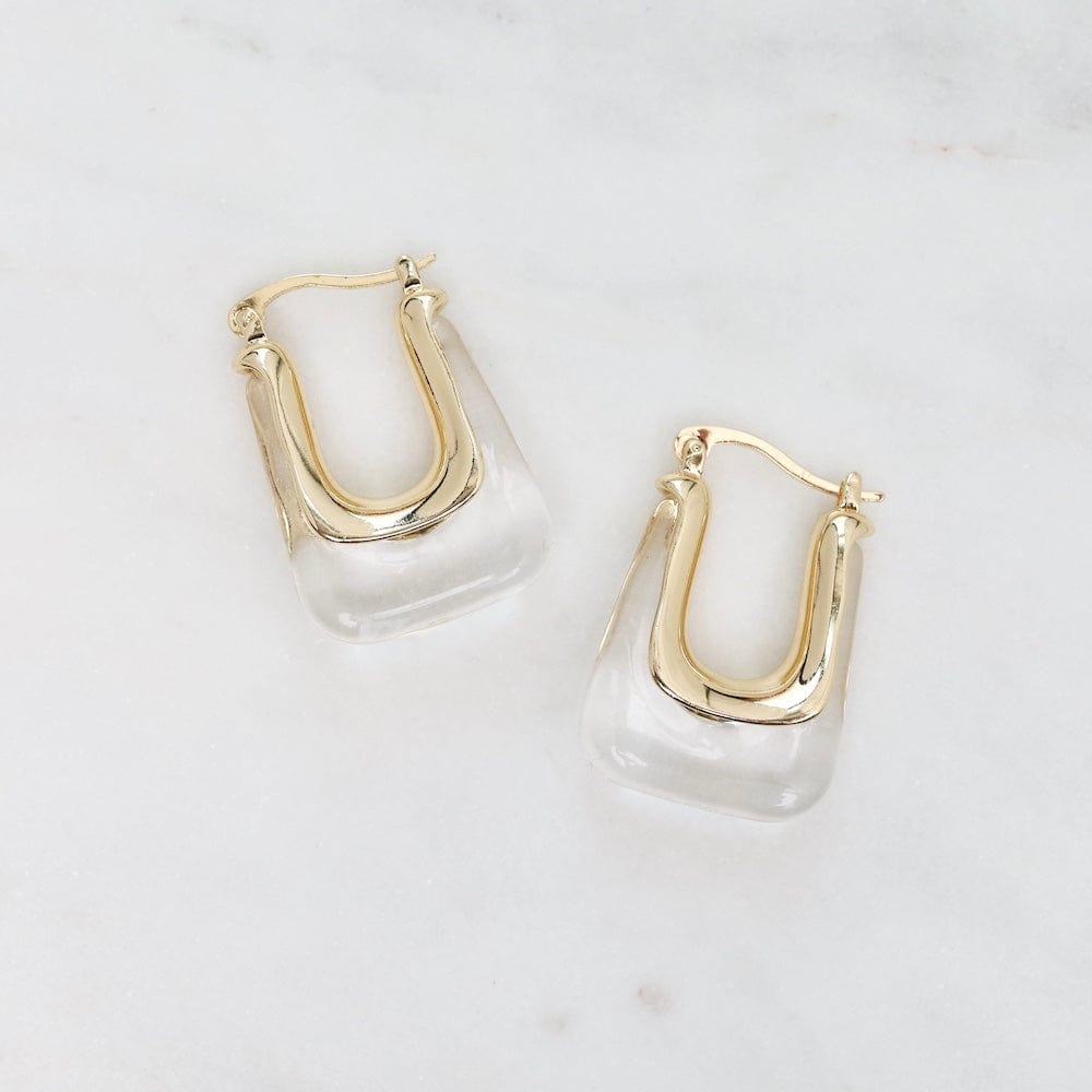 
                      
                        EAR-GPL Square Gold Plated Brass & Acylic Hoops - Clear Qu
                      
                    