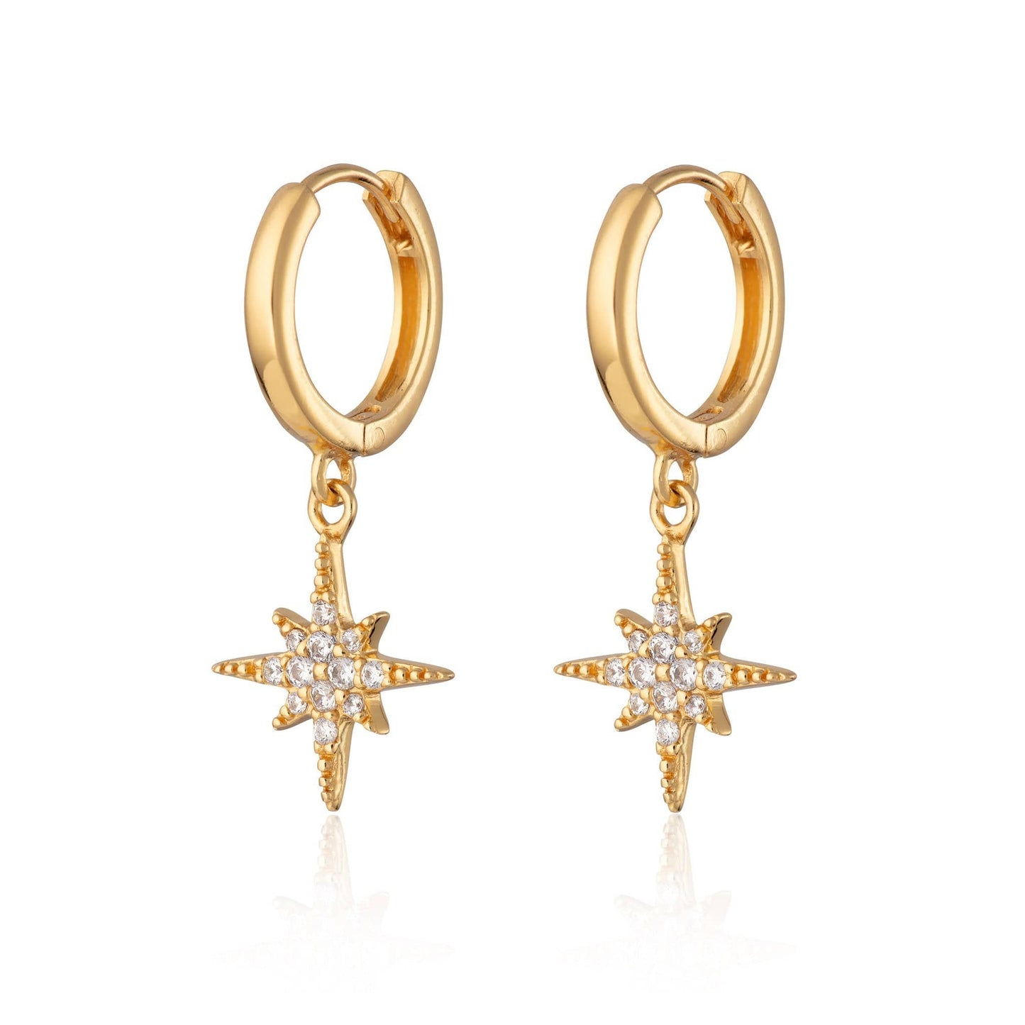 EAR-GPL Starburst Hoop Earrings - 18k Gold Plated Sterling