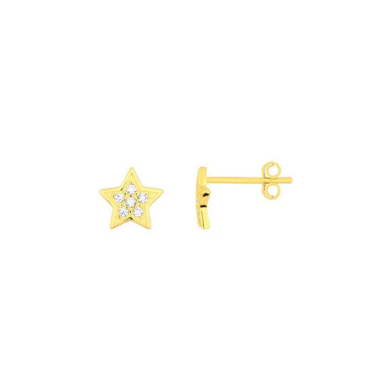 Load image into Gallery viewer, EAR-GPL Starry Eyed Studs in 14k Gold Plated Sterling Silver
