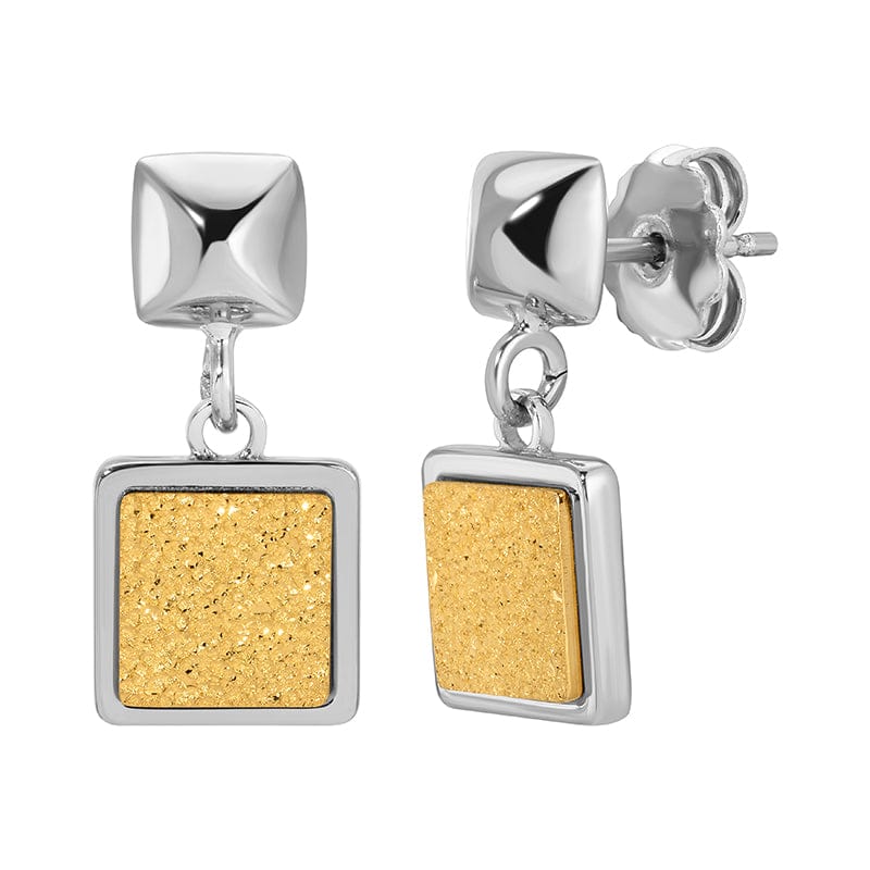 EAR-GPL Sterling Silver & Gold Plated  Applique Square Ear