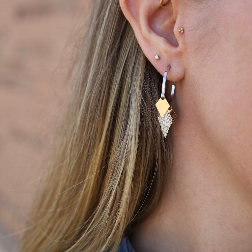 EAR-GPL Sterling Silver & Yellow Gold Plated Diamond Shape