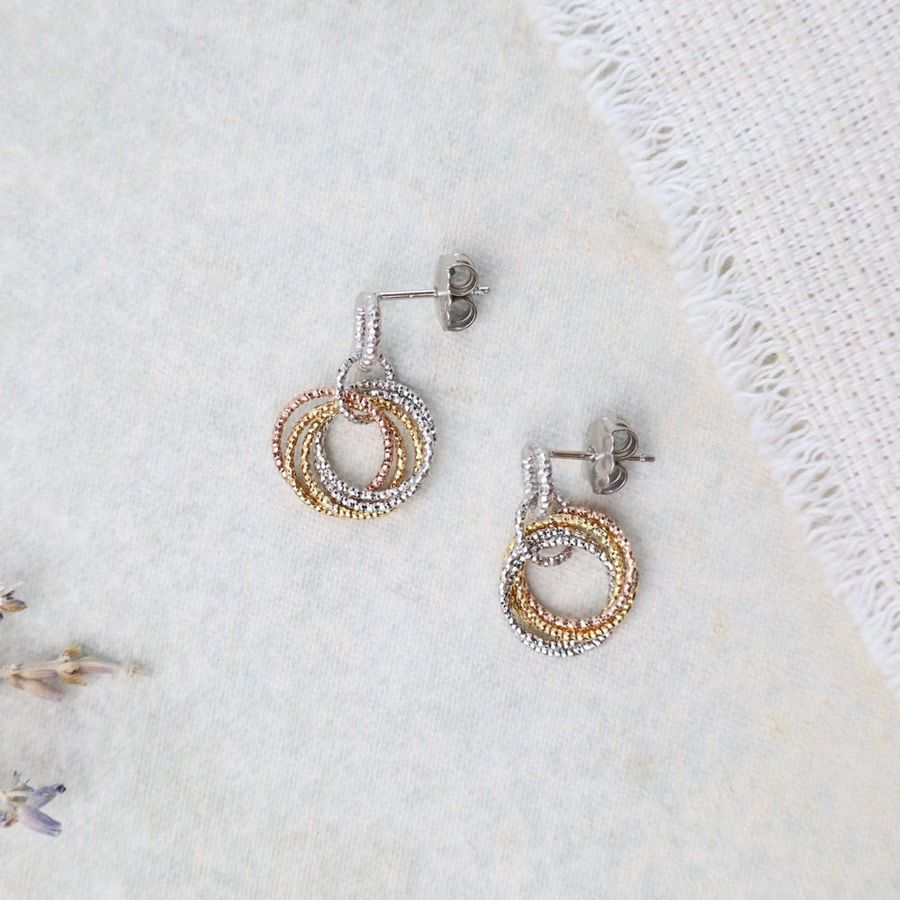 EAR-GPL Sterling Silver, Yellow, & Rose Gold Plated Ysa Earrings