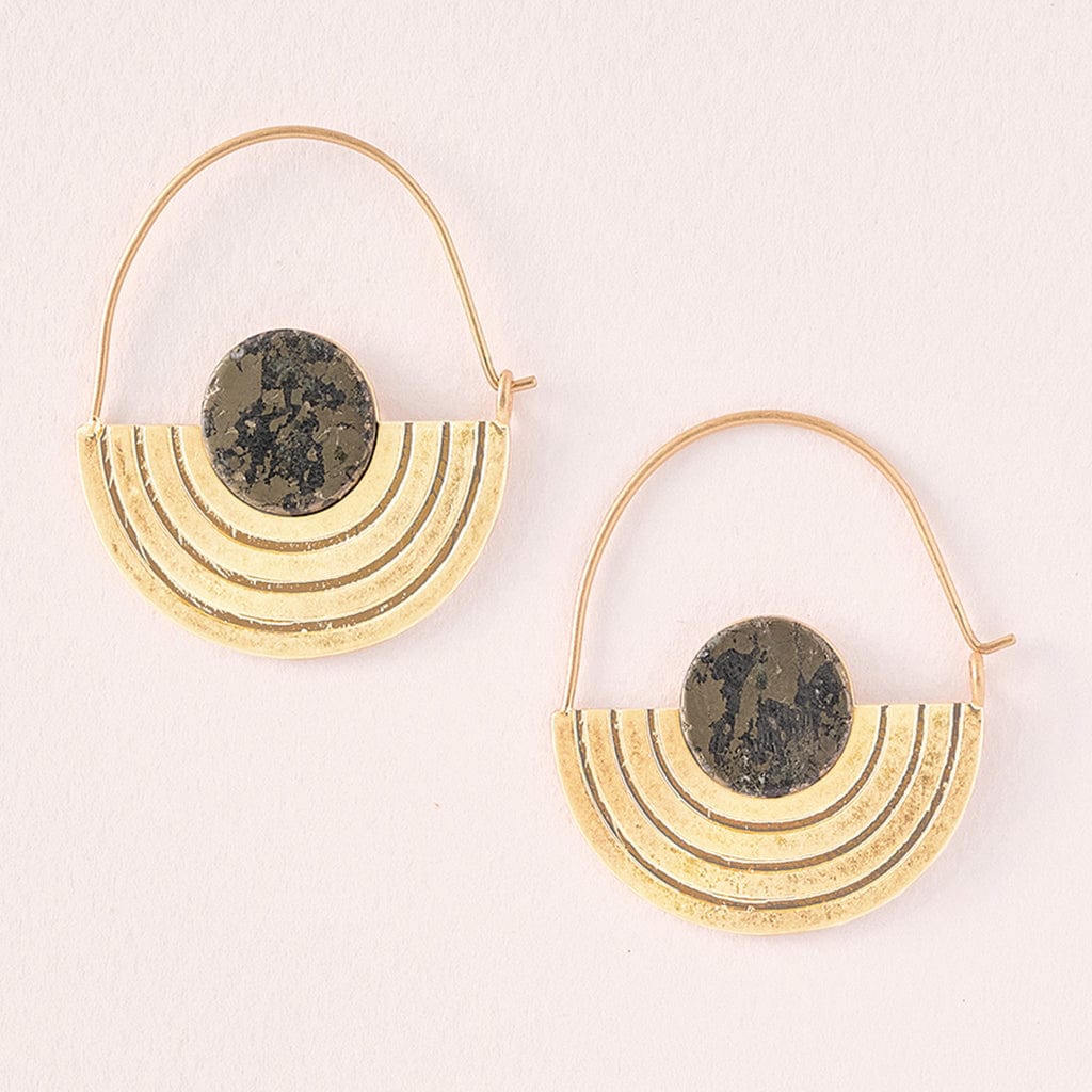 EAR-GPL Stone Orbit Earrings - Pyrite & Gold