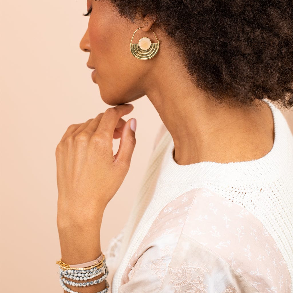 EAR-GPL Stone Orbit Earrings - Pyrite & Gold
