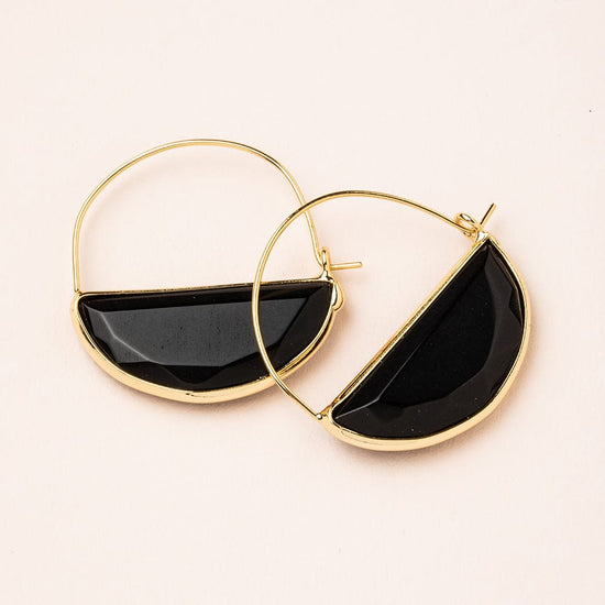 EAR-GPL Stone Prism Hoop - Black Spinel/Gold