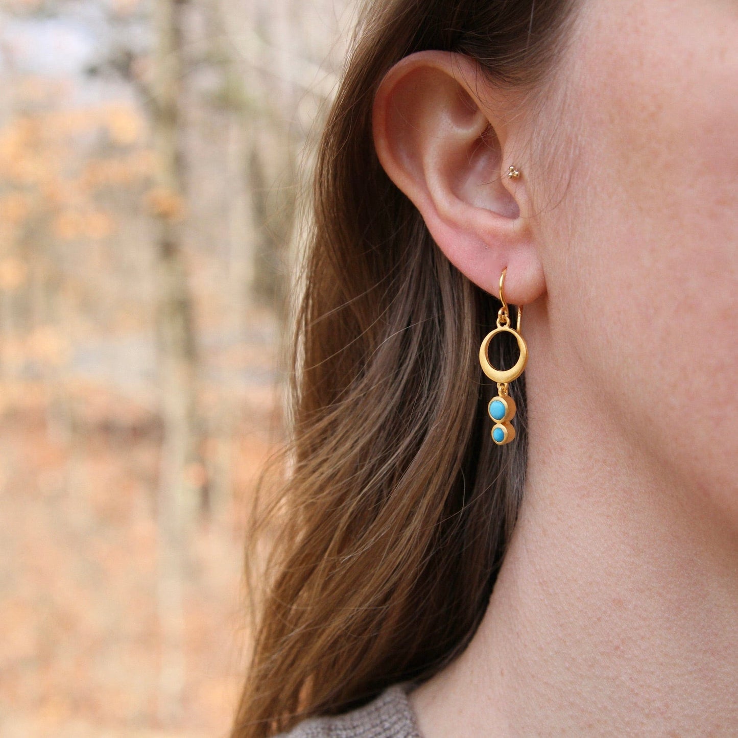 EAR-GPL Strength Circle Turquoise Drop Earring