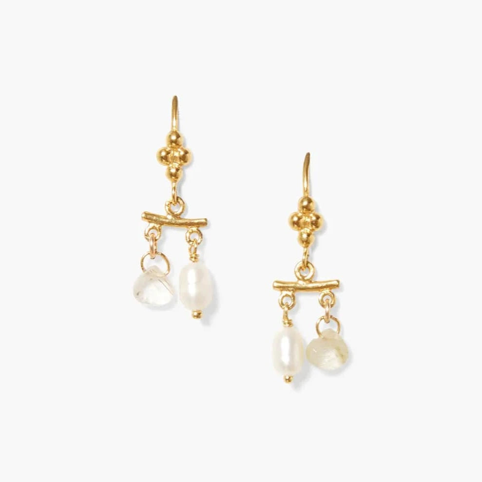 EAR-GPL Talia Drop Earrings Mini White Pearl